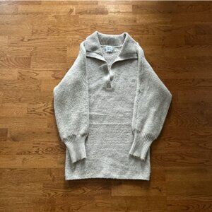 Princess Polly Tiara Long Sleeve Knit Mini Dress Beige Sweater Collar V Neck